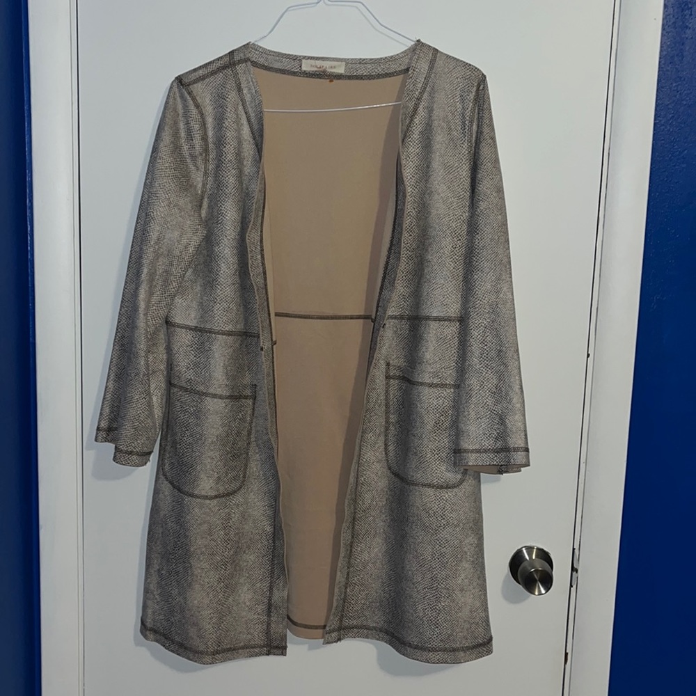 Snake print long blazer